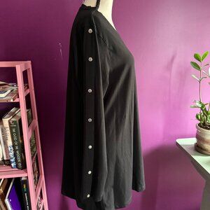 Chico's Black Long Sleeve Top with Button Side Detail | Size 12